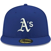 Casquette ajustée 59FIFTY blanche avec logo Royal Oakland Athletics New Era pour homme
