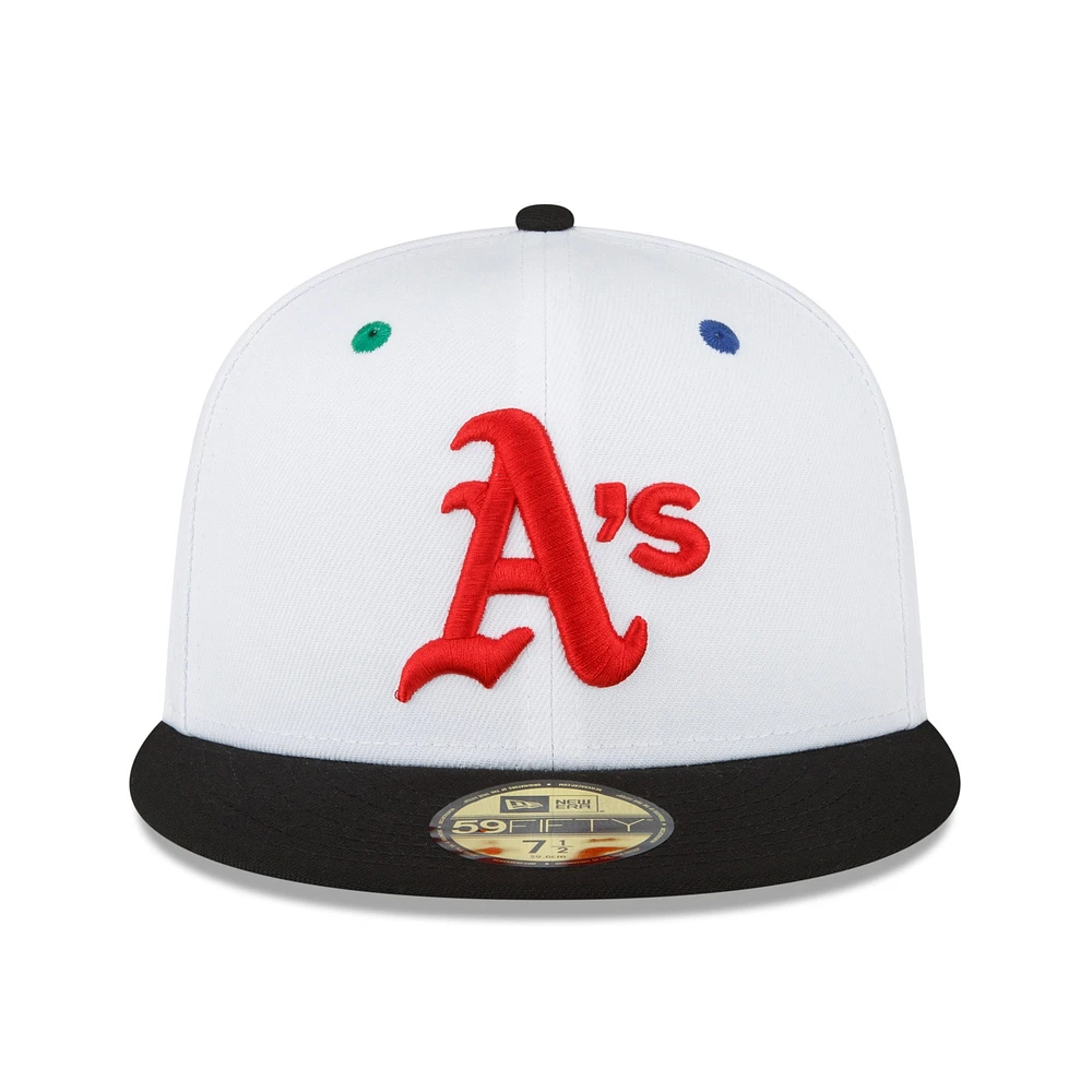 Casquette New Era Athletics 1973 World Series Primary Eye 59FIFTY ajustée blanche/noire pour homme