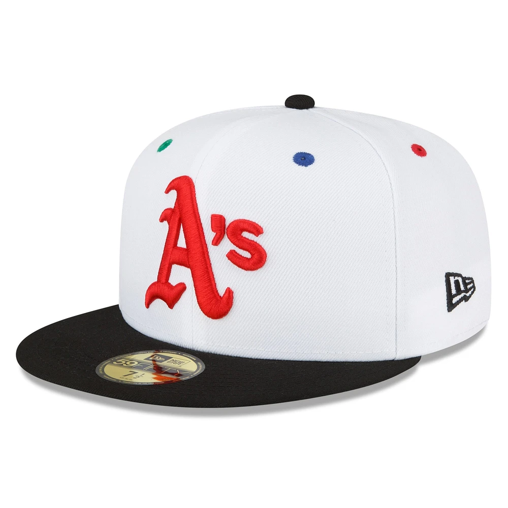 Casquette New Era Athletics 1973 World Series Primary Eye 59FIFTY ajustée blanche/noire pour homme