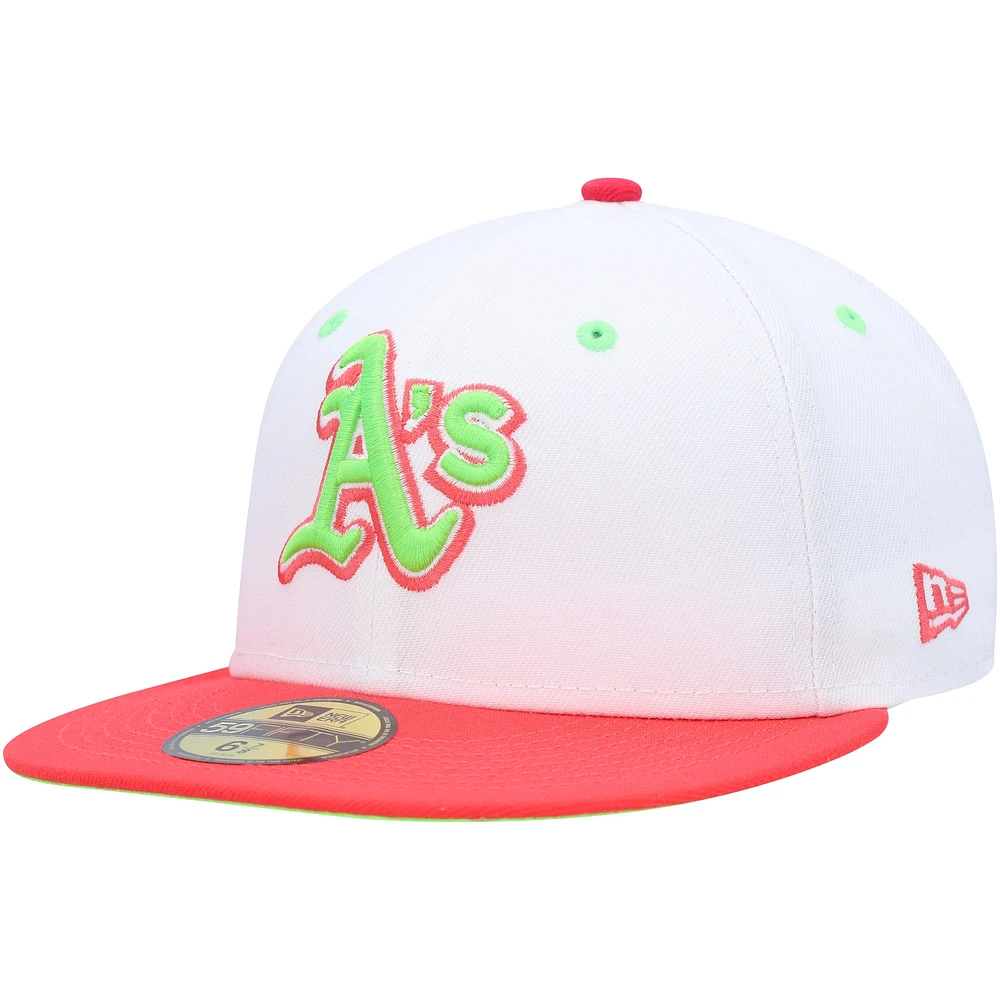 Casquette ajustée 59FIFTY pour homme New Era Athletics 40e anniversaire Strawberry Lolli blanche/corail