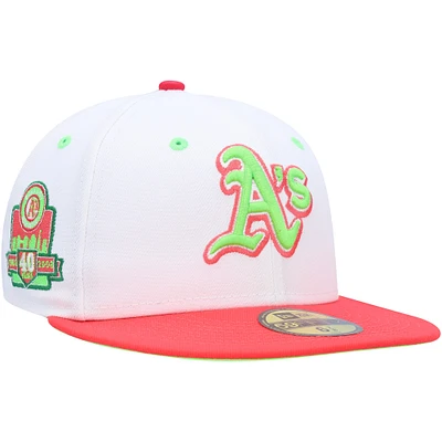 Casquette ajustée 59FIFTY pour homme New Era Athletics 40e anniversaire Strawberry Lolli blanche/corail