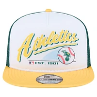 Men's New Era White/Gold Athletics Retro Script Trucker 9FIFTY Snapback Hat