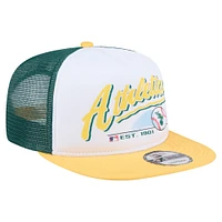 Men's New Era White/Gold Athletics Retro Script Trucker 9FIFTY Snapback Hat
