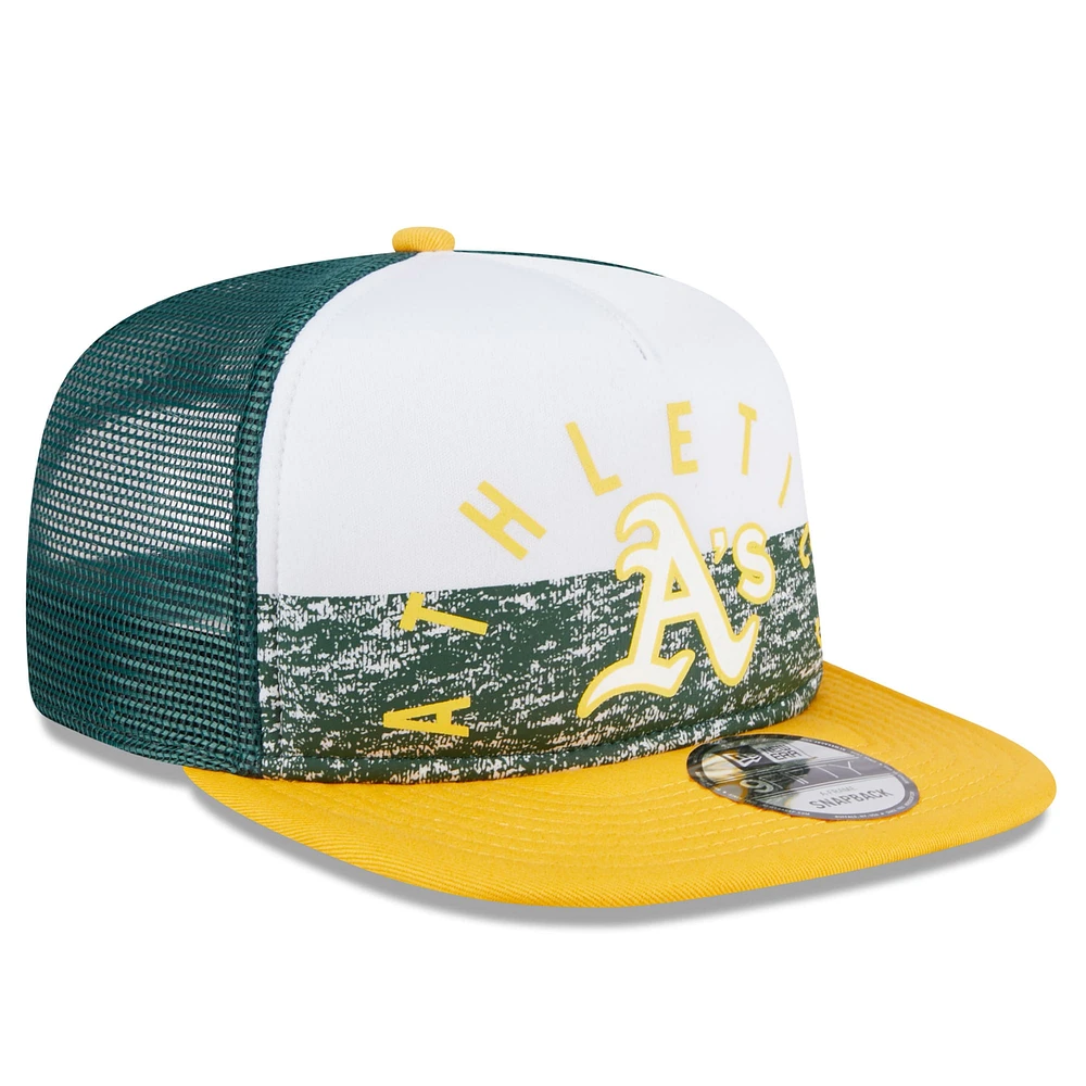 Men's New Era White/Gold Athletics Team Foam Front A-Frame Trucker 9FIFTY Snapback Hat