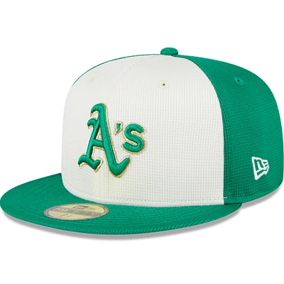 Men's New Era White/Green Athletics 2024 St. Patrick's Day 59FIFTY Fitted Hat