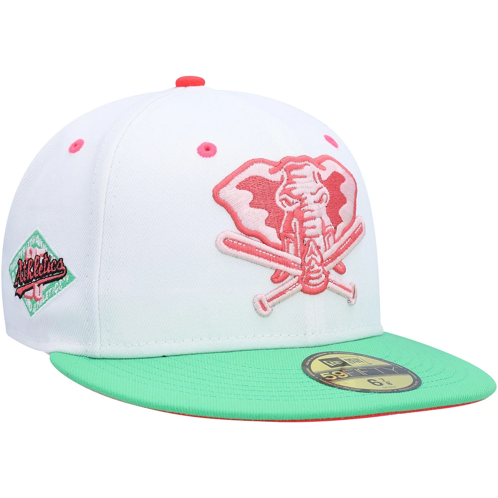 Men's New Era White/Green Athletics Alternate Logo Watermelon Lolli 59FIFTY Fitted Hat