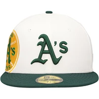 Men's New Era White/Green Athletics Major Sidepatch 59FIFTY Fitted Hat