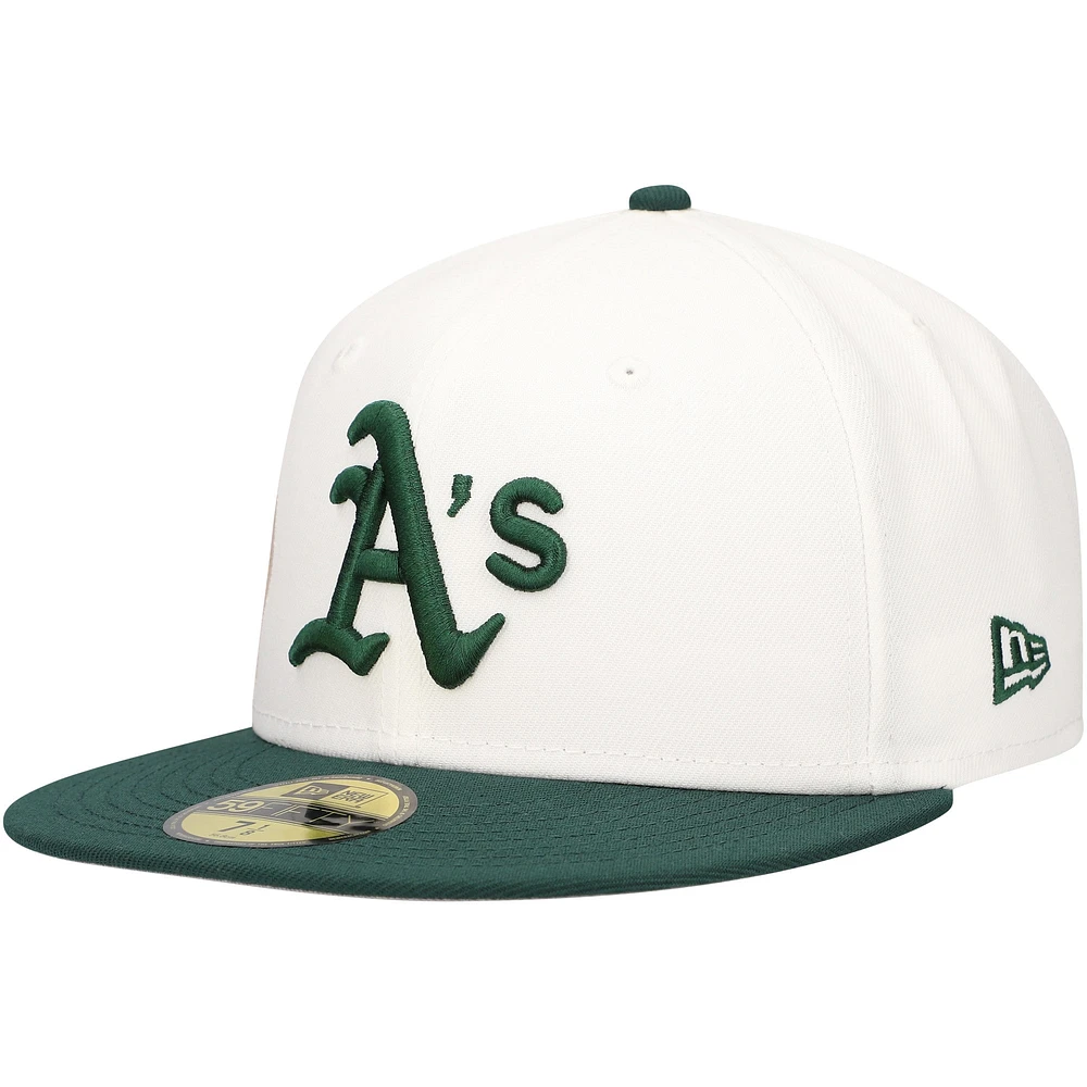 Men's New Era White/Green Athletics Major Sidepatch 59FIFTY Fitted Hat