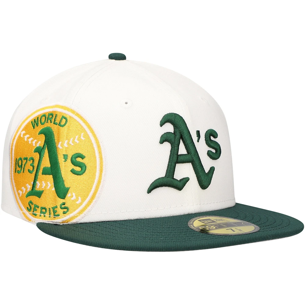 Men's New Era White/Green Athletics Major Sidepatch 59FIFTY Fitted Hat