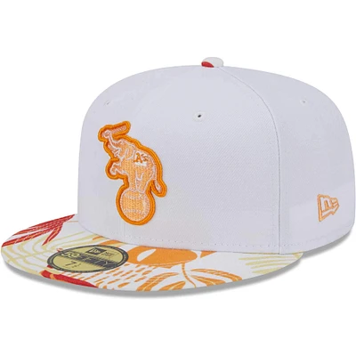 Casquette ajustée Athletics Flamingo 59FIFTY blanche/orange pour homme de New Era