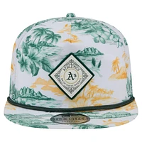Men's New Era White Athletics Printed Island Golfer Snapback Hat