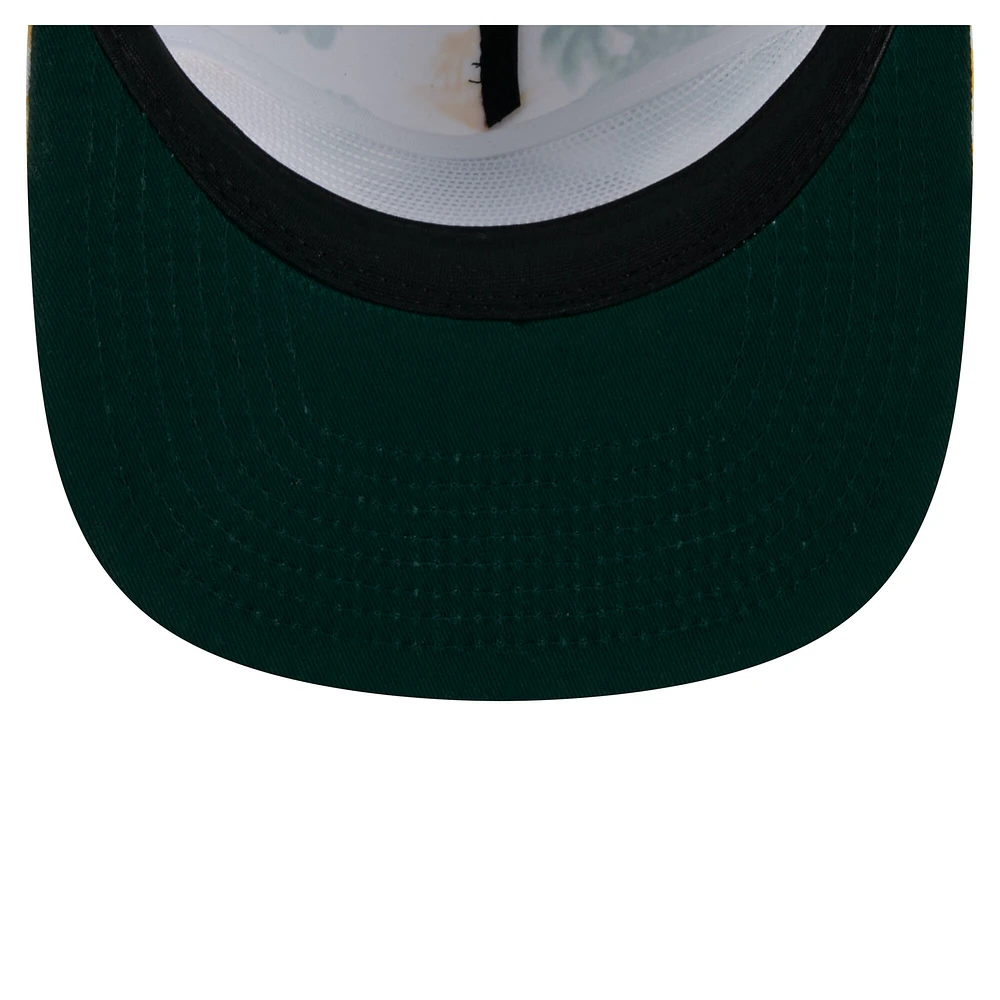 Men's New Era White Athletics Printed Island Golfer Snapback Hat
