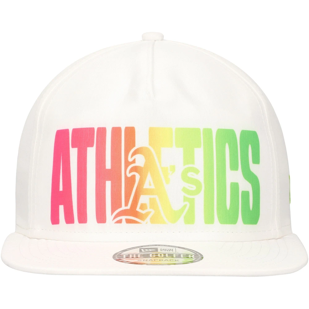 Casquette Snapback de golf New Era blanche Athletics Spring Spectrum pour homme