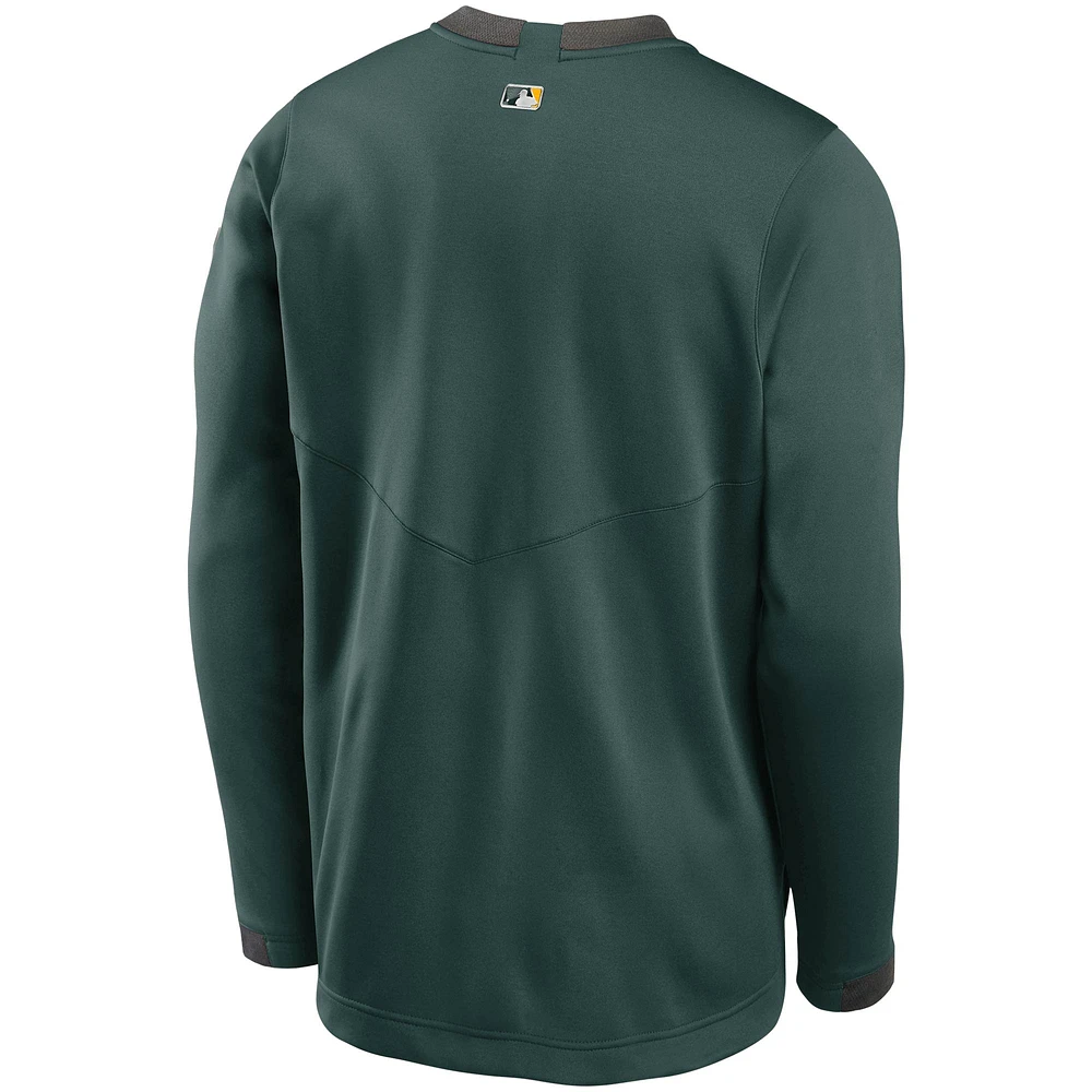 Men's Nike Charcoal/Green Athletics Authentic Collection Thermal Crew Performance Pullover Sweatshirt