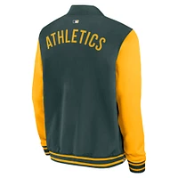 Men's Nike Green/Gold Athletics Authentic Collection Dugout Full-Zip Bomber Jacket
