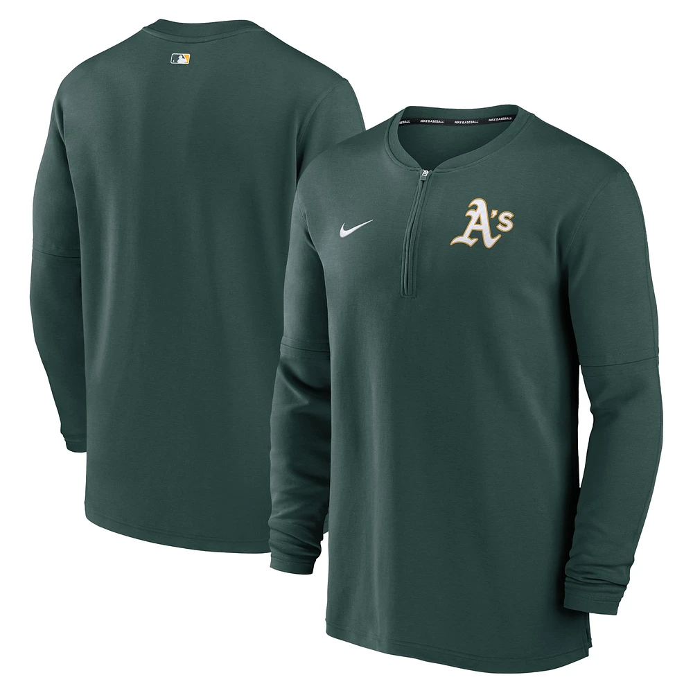 Men's Nike Green Athletics Authentic Collection Game Time Performance Quarter-Zip Top