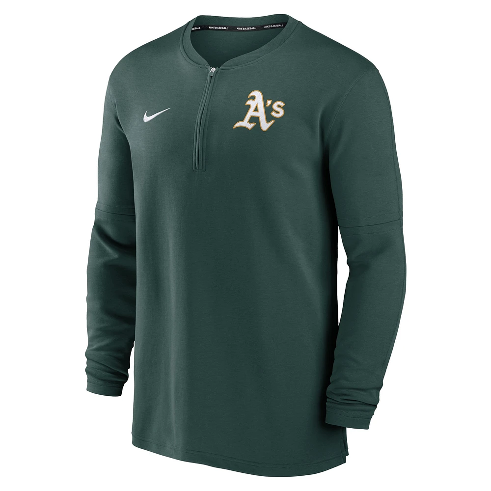 Men's Nike Green Athletics Authentic Collection Game Time Performance Quarter-Zip Top