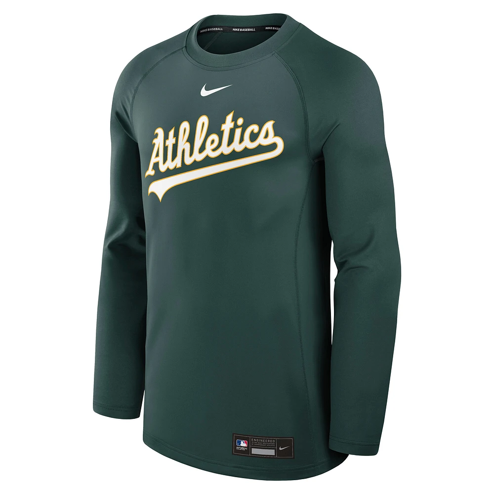 Men's Nike Green Athletics Authentic Collection Game Time Raglan Performance Long Sleeve T-Shirt