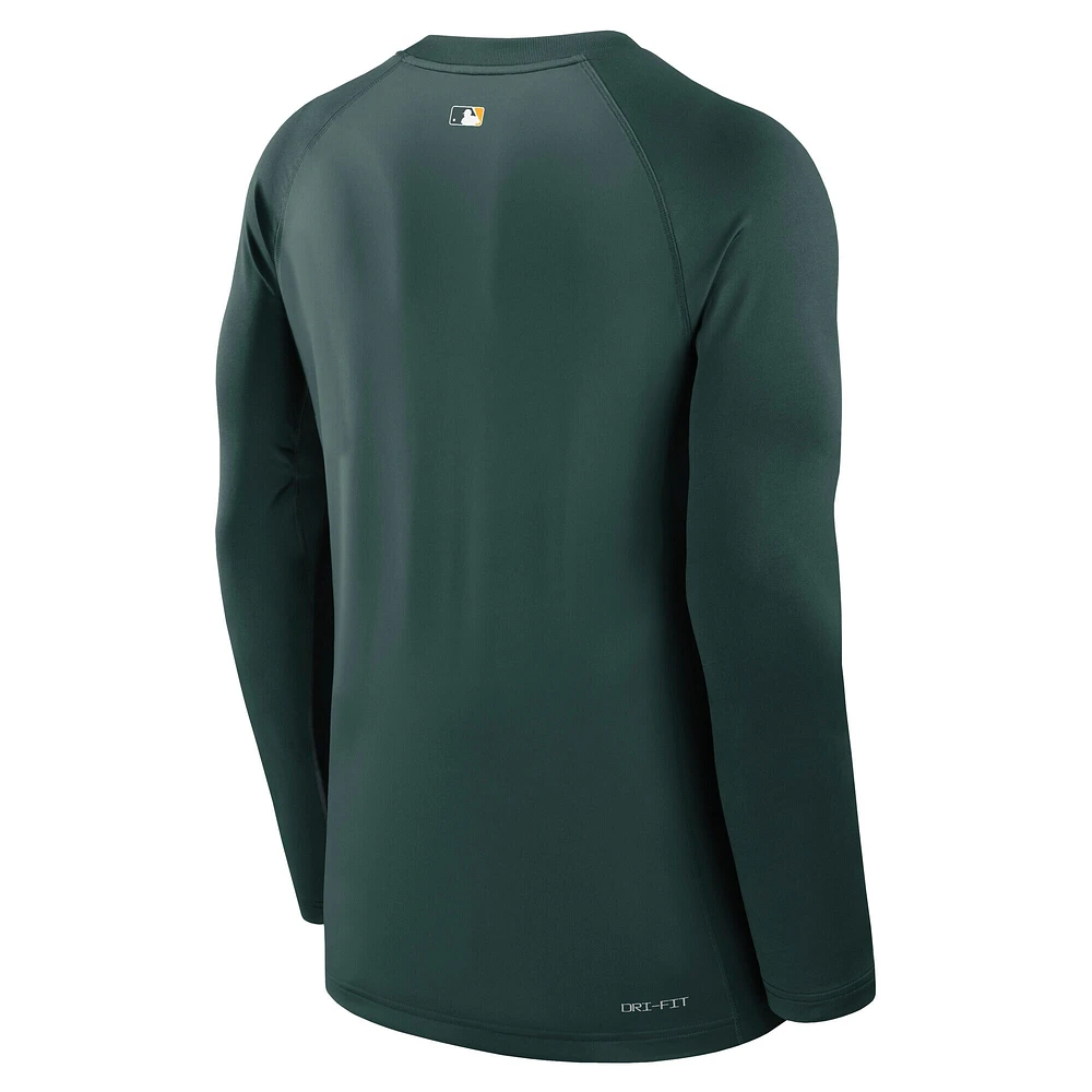 Men's Nike Green Athletics Authentic Collection Game Time Raglan Performance Long Sleeve T-Shirt