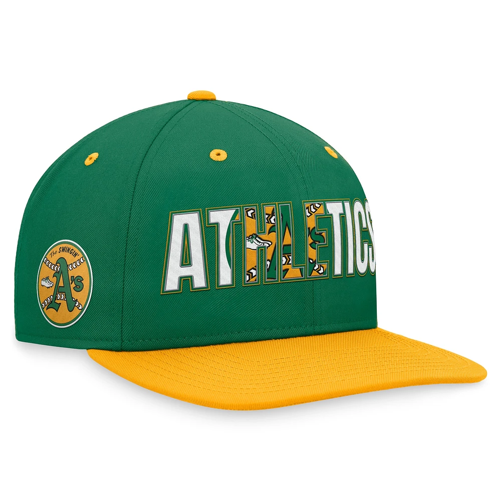 Casquette Nike Athletics Cooperstown Collection Pro Snapback pour homme Vert