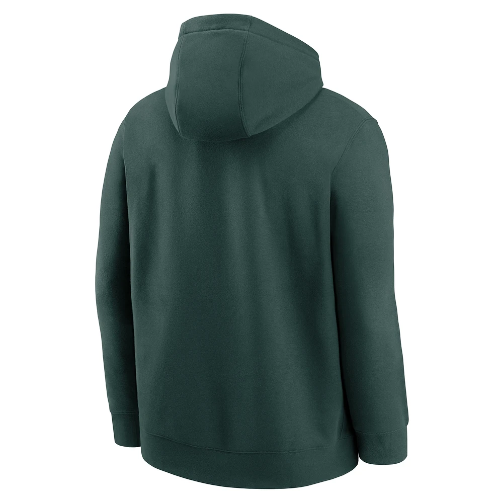 Men's Nike Green Athletics Logo Club Fleece Pullover Hoodie