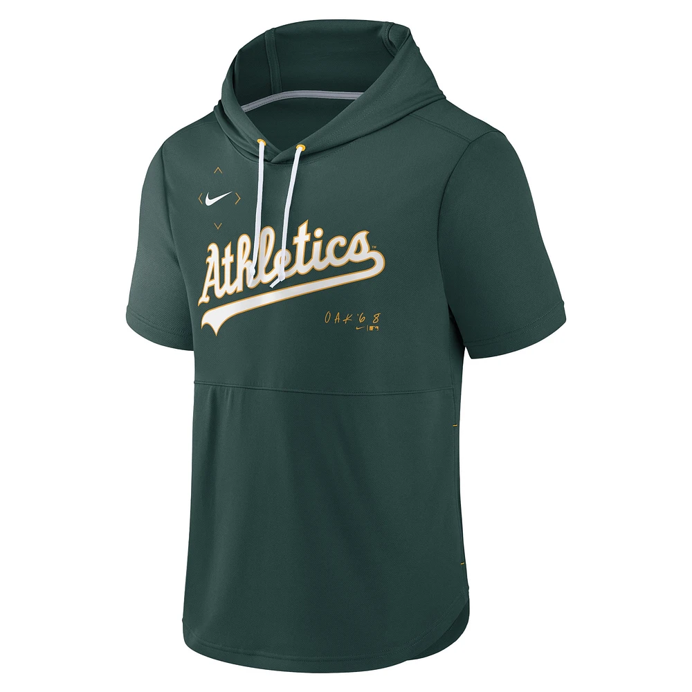 Men's Nike Green Athletics Springer Short Sleeve Team Pullover Hoodie