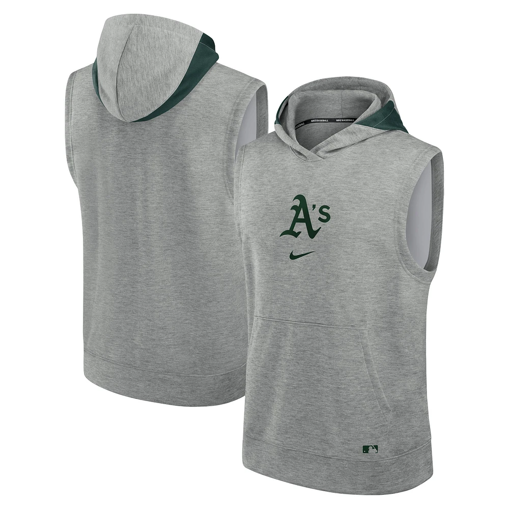 Men's Nike Heather Gray Athletics Authentic Collection Early Work Performance Sleeveless Pullover Hoodie