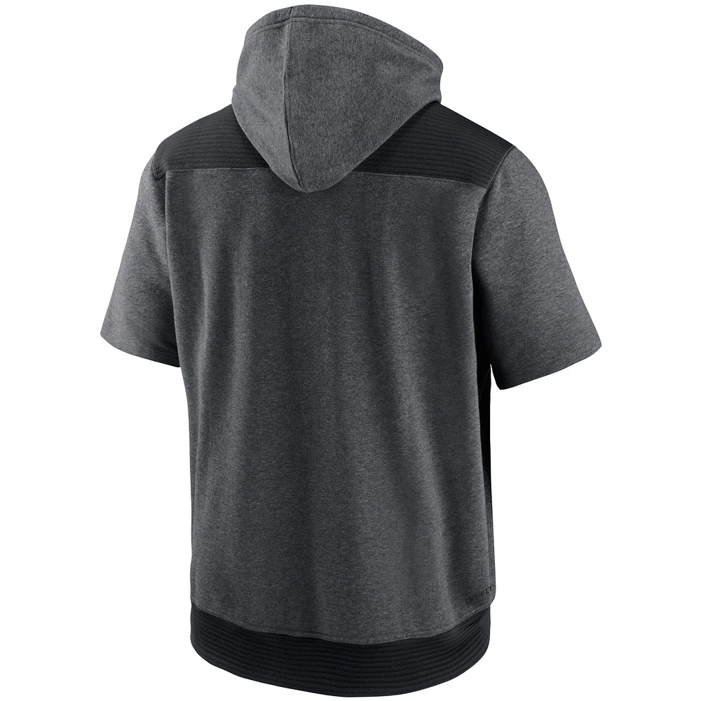 Men's Nike Heathered Charcoal/Black Athletics Authentic Collection Dry Flux Performance Quarter-Zip Short Sleeve Hoodie