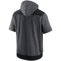 Men's Nike Heathered Charcoal/Black Athletics Authentic Collection Dry Flux Performance Quarter-Zip Short Sleeve Hoodie