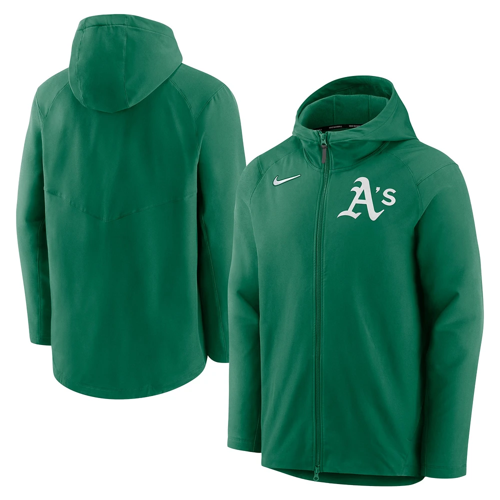 Sweat à capuche entièrement zippé Nike Kelly Green Athletics Authentic Collection Performance Raglan pour homme