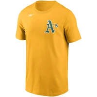 T-shirt Nike Reggie Jackson Gold Athletics Cooperstown Collection pour homme avec nom et numéro