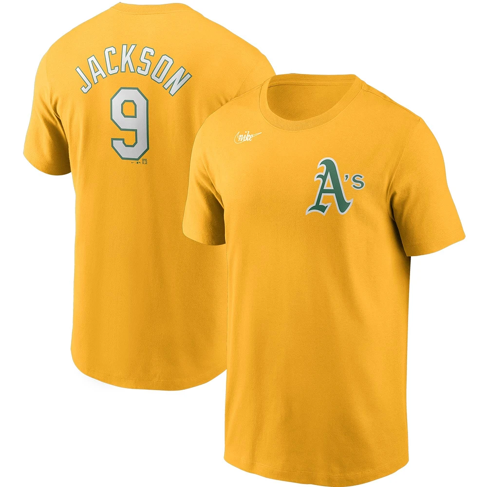 T-shirt Nike Reggie Jackson Gold Athletics Cooperstown Collection pour homme avec nom et numéro