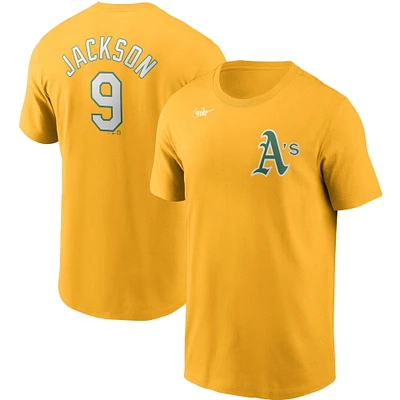 T-shirt Nike Reggie Jackson Gold Athletics Cooperstown Collection pour homme avec nom et numéro