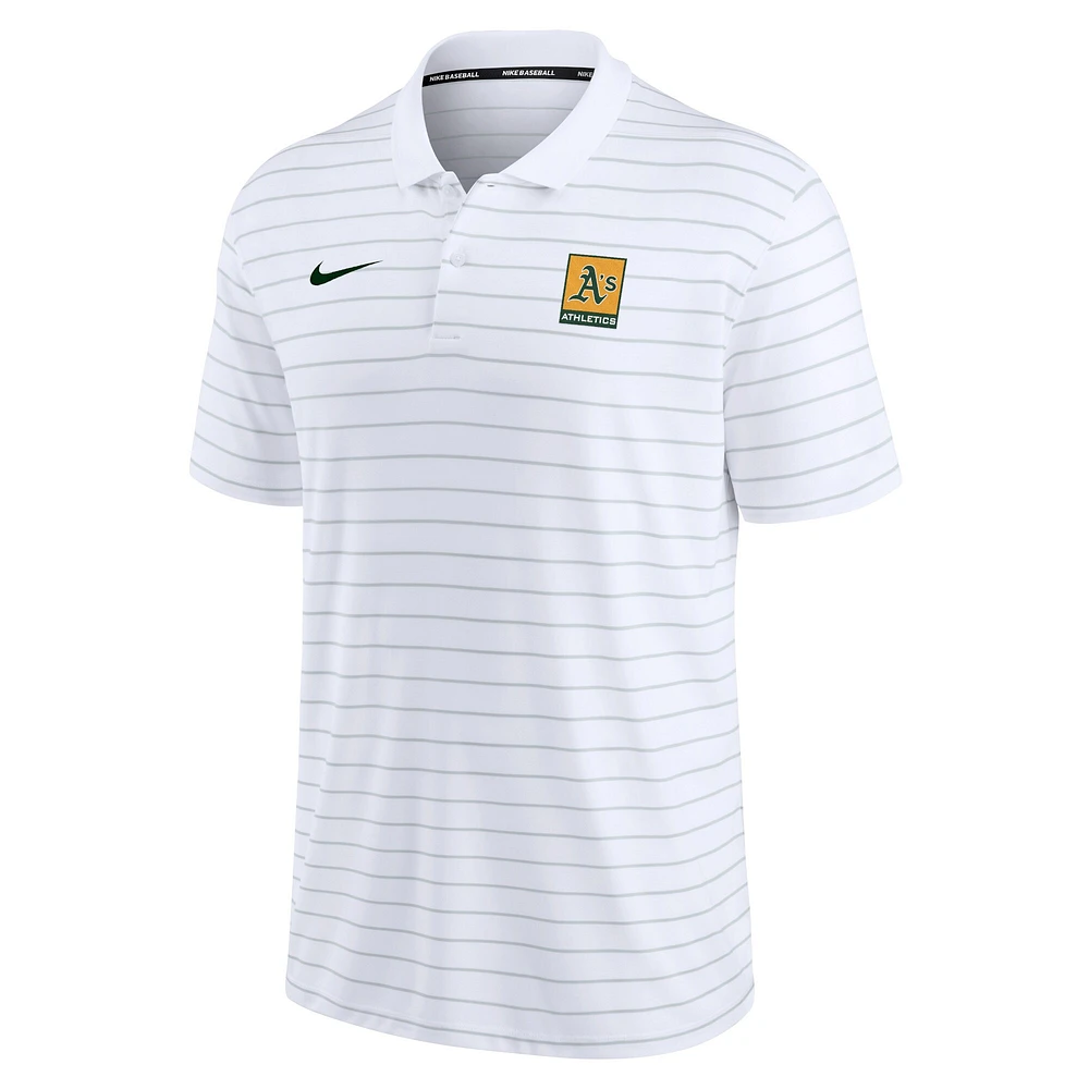 Polo piqué rayé Nike Athletics Authentic Collection pour homme, blanc