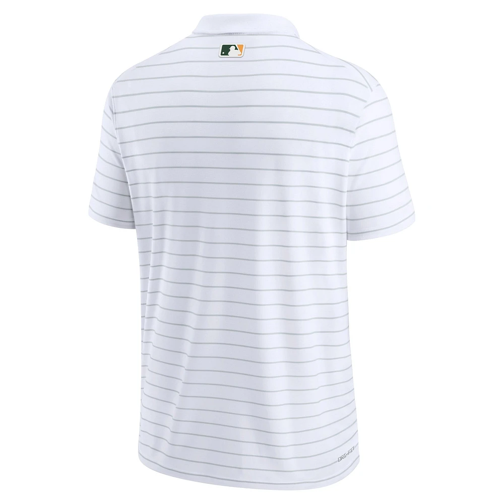 Men's Nike White Athletics Authentic Collection Striped Performance Pique Polo