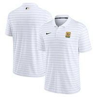 Men's Nike White Athletics Authentic Collection Striped Performance Pique Polo