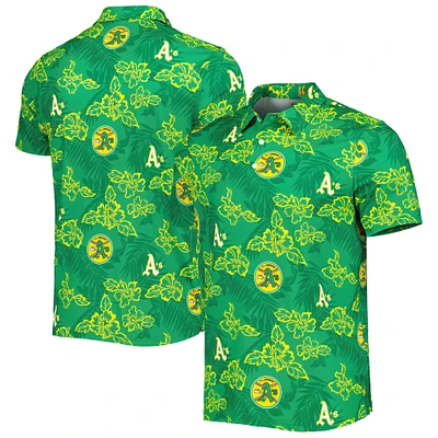 Men's Reyn Spooner Green Athletics Cooperstown Collection Puamana Print Polo