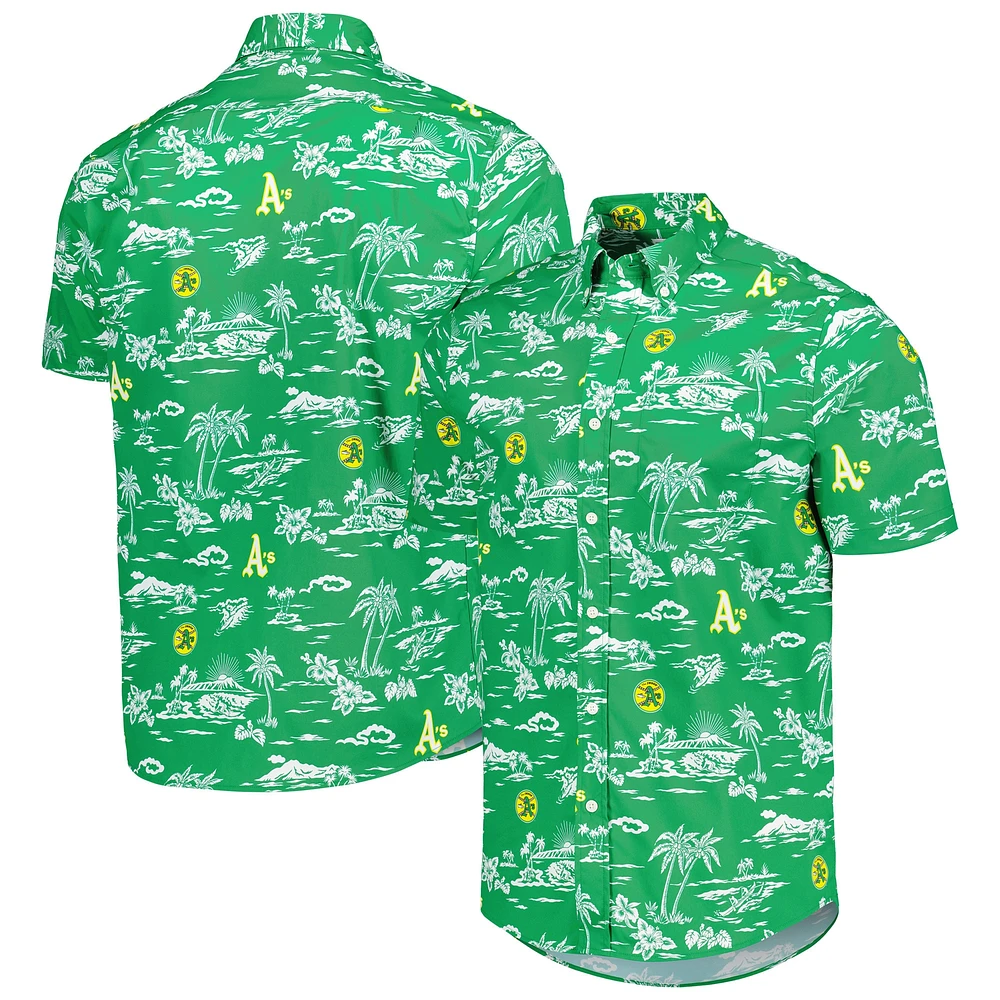 Men's Reyn Spooner Green Athletics Kekai Button-Down Shirt