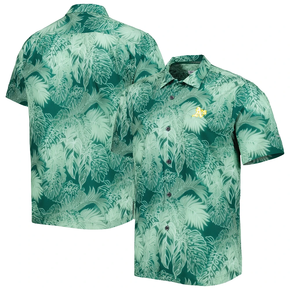 Men's Tommy Bahama Green Athletics Coast Luminescent Fronds IslandZone Button-Up Camp Shirt