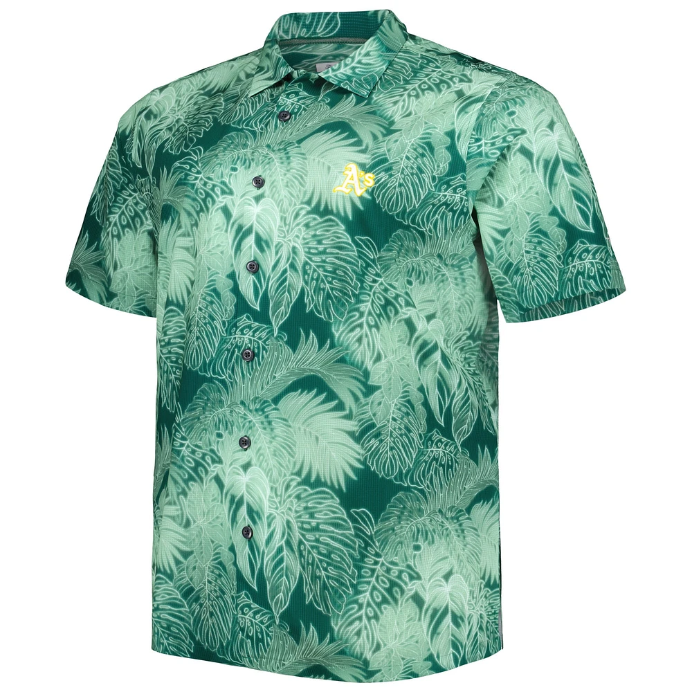 Men's Tommy Bahama Green Athletics Big & Tall Luminescent Fronds Camp IslandZone Button-Up Shirt