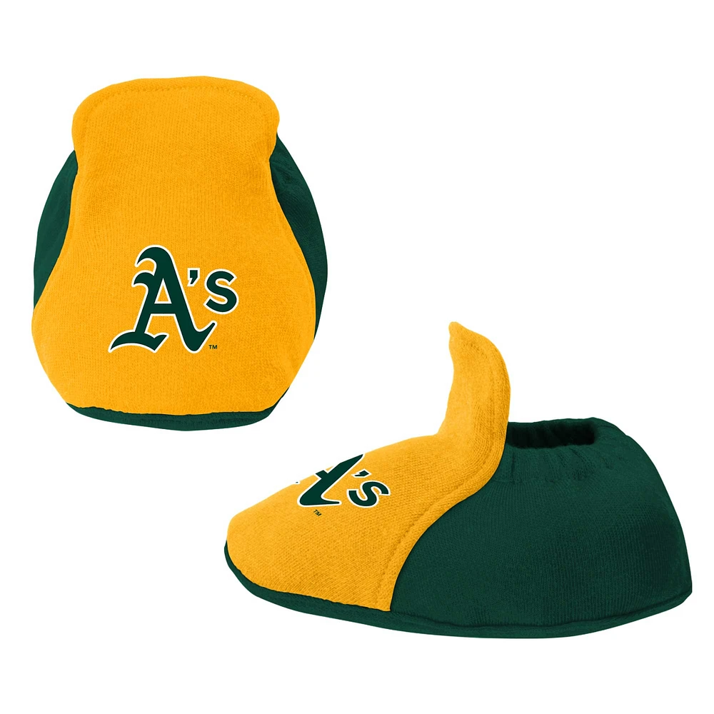 Newborn & Infant Green/Gold Athletics Three-Piece Love of Baseball Bib Bodysuit Booties Set