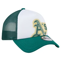 Toddler New Era  White/Green Athletics Painted A-Frame 9FORTY Trucker Adjustable Hat