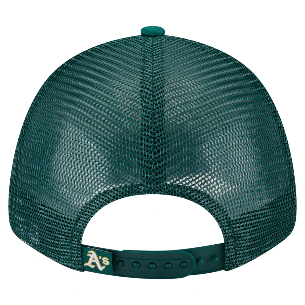 Toddler New Era  White/Green Athletics Painted A-Frame 9FORTY Trucker Adjustable Hat