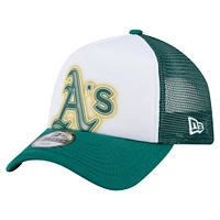 Toddler New Era  White/Green Athletics Painted A-Frame 9FORTY Trucker Adjustable Hat