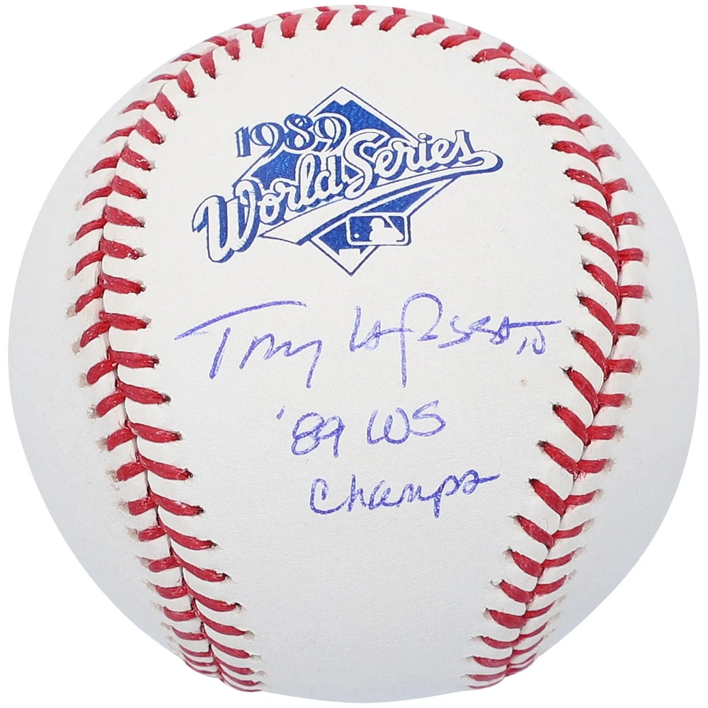 Logo de la Série mondiale 1989 autographié par Tony La Russa Athletics avec l'inscription « 89 WS Champs »