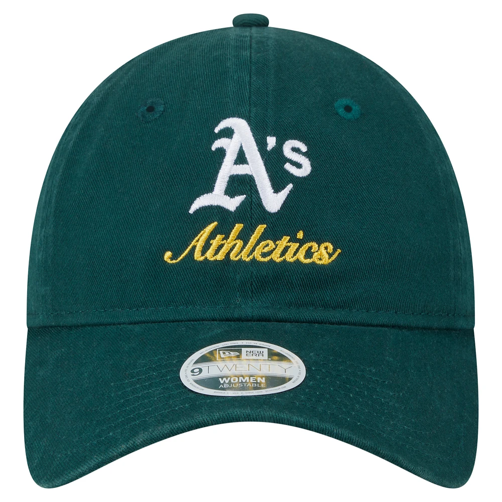 Women's New Era  Dark Green Athletics Preppy Team 9TWENTY Adjustable Hat