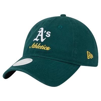 Women's New Era  Dark Green Athletics Preppy Team 9TWENTY Adjustable Hat