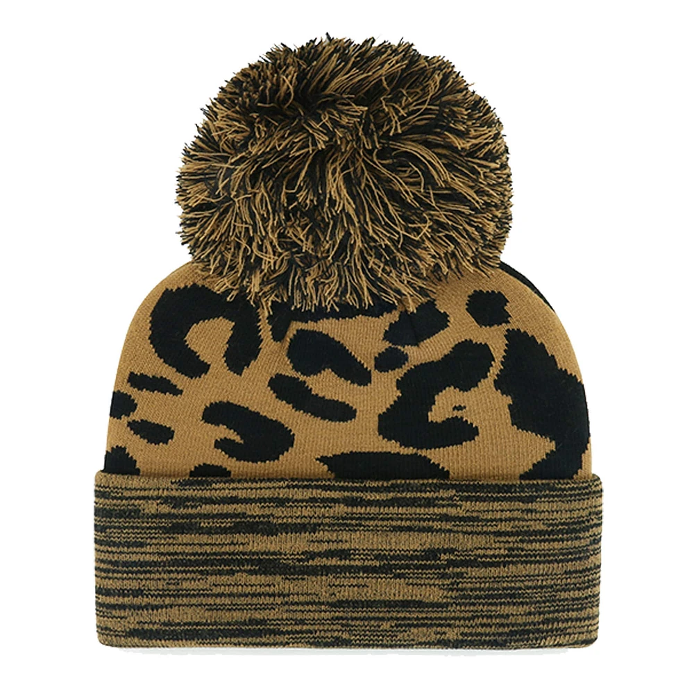 Bonnet en tricot à revers et pompon pour femme '47 Athletics Leopard Rosette