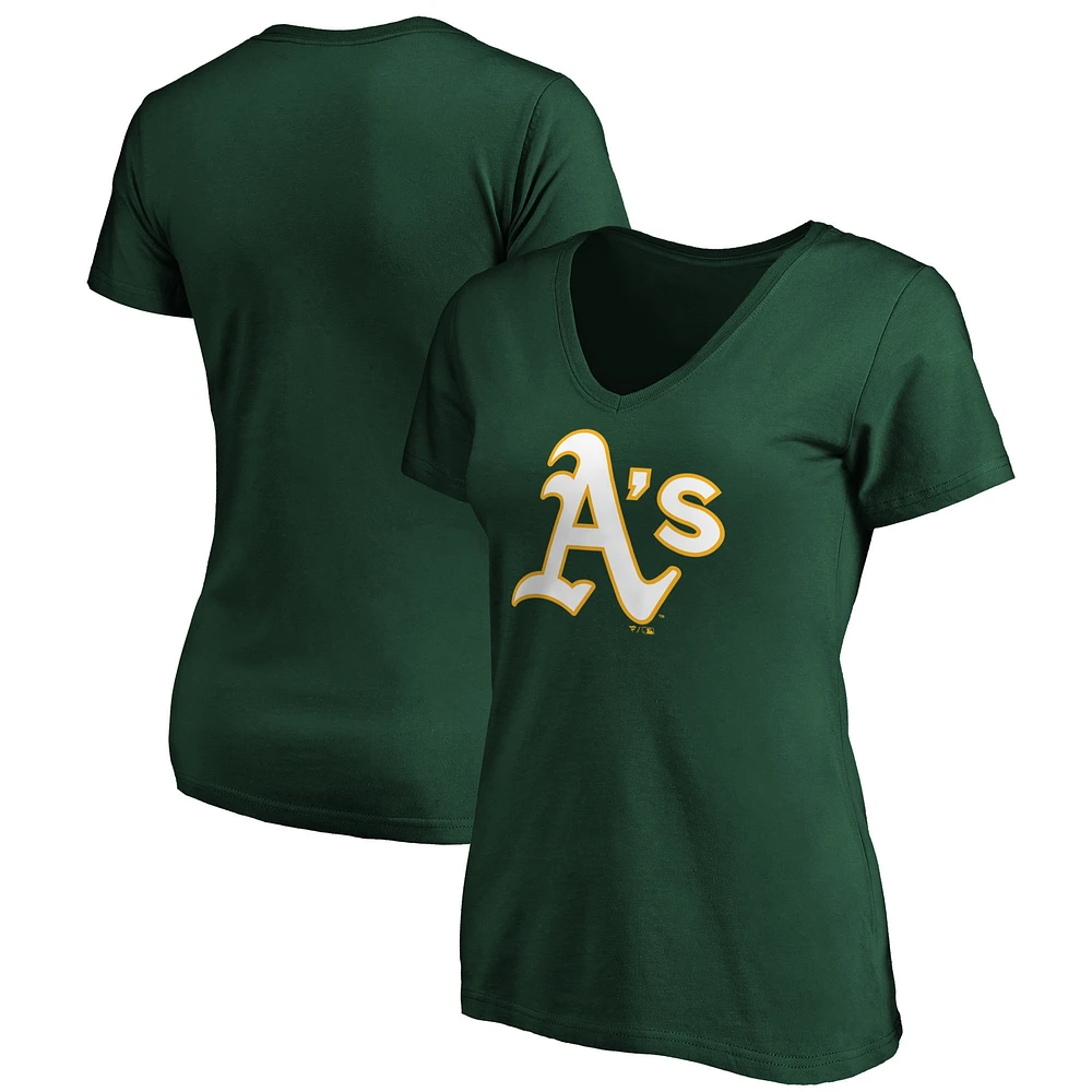 Women's Fanatics Green Athletics Core Official Logo V-Neck T-Shirt