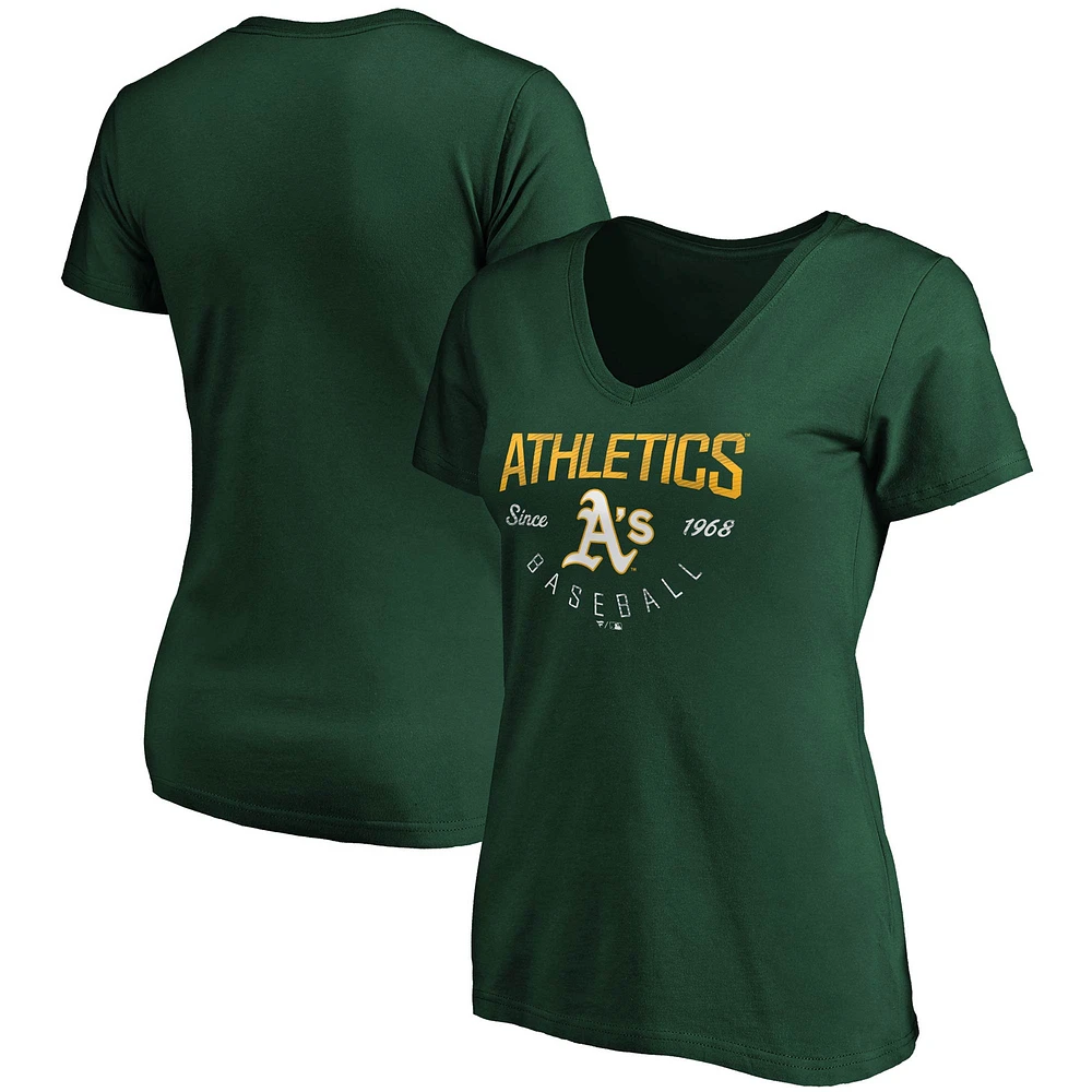 T-shirt col en V vert Fanatics Athletics Live For It pour femme